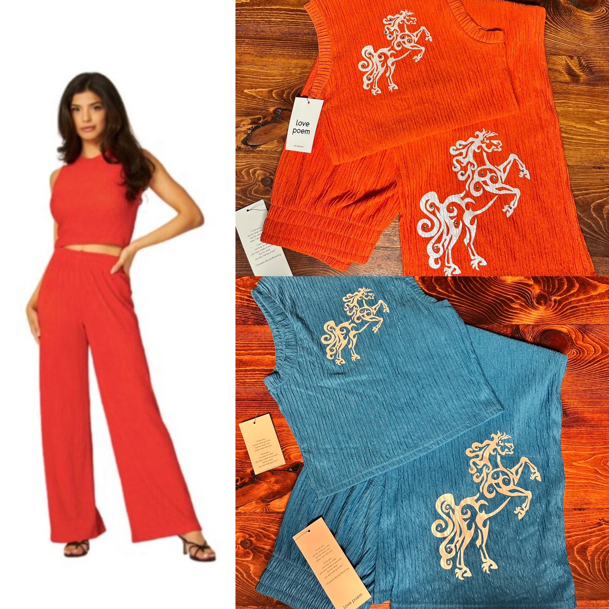 CRINKLE TEXTURE CROP TOP & WIDE LEG PANTS SET
